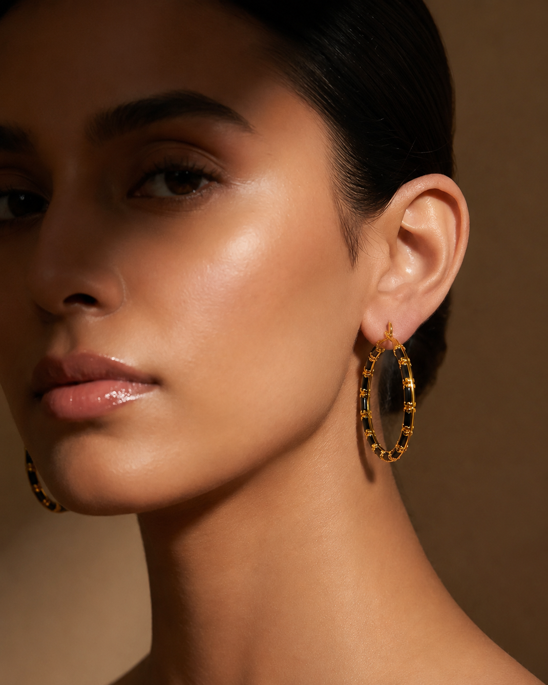 Luxury Black & Gold Hoop Earrings for Women
