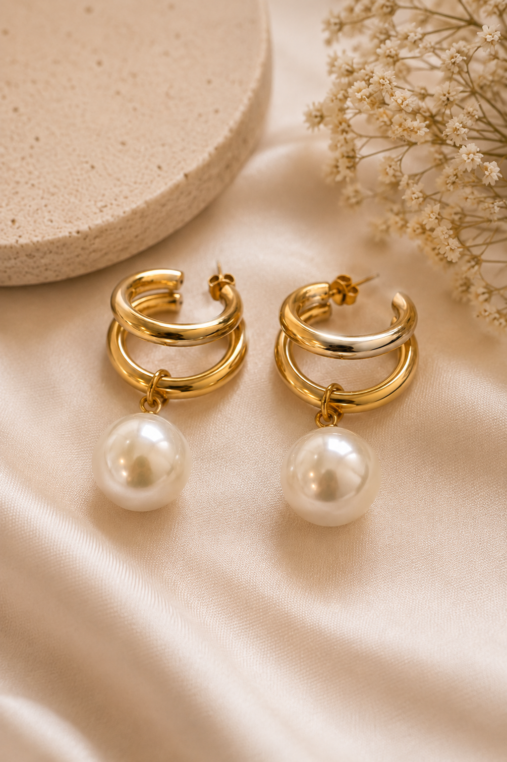 Luxury Gold Pearl Drop Earrings for Women