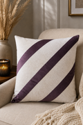 Luxury Cream & Plum Diagonal Stripe Cushion