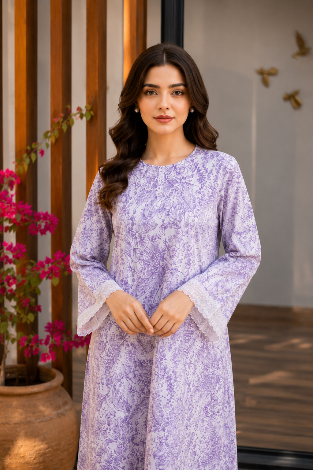 Lavender Bloom Premium 2 Piece Lawn Suit