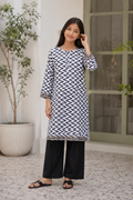 Girls Premium Black & White Printed Two Piece Suit
